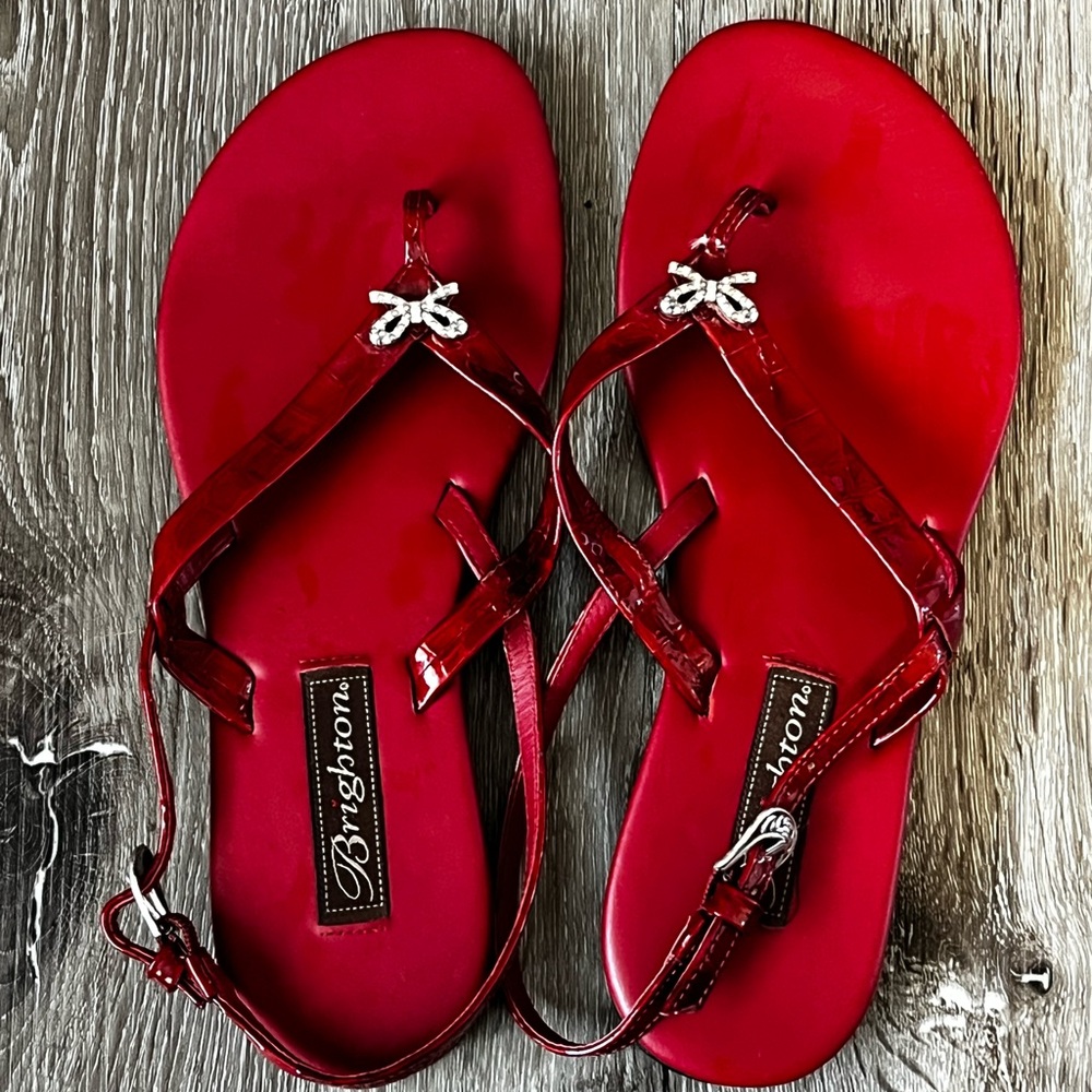 Brighton Red Sandals with Silver Accents